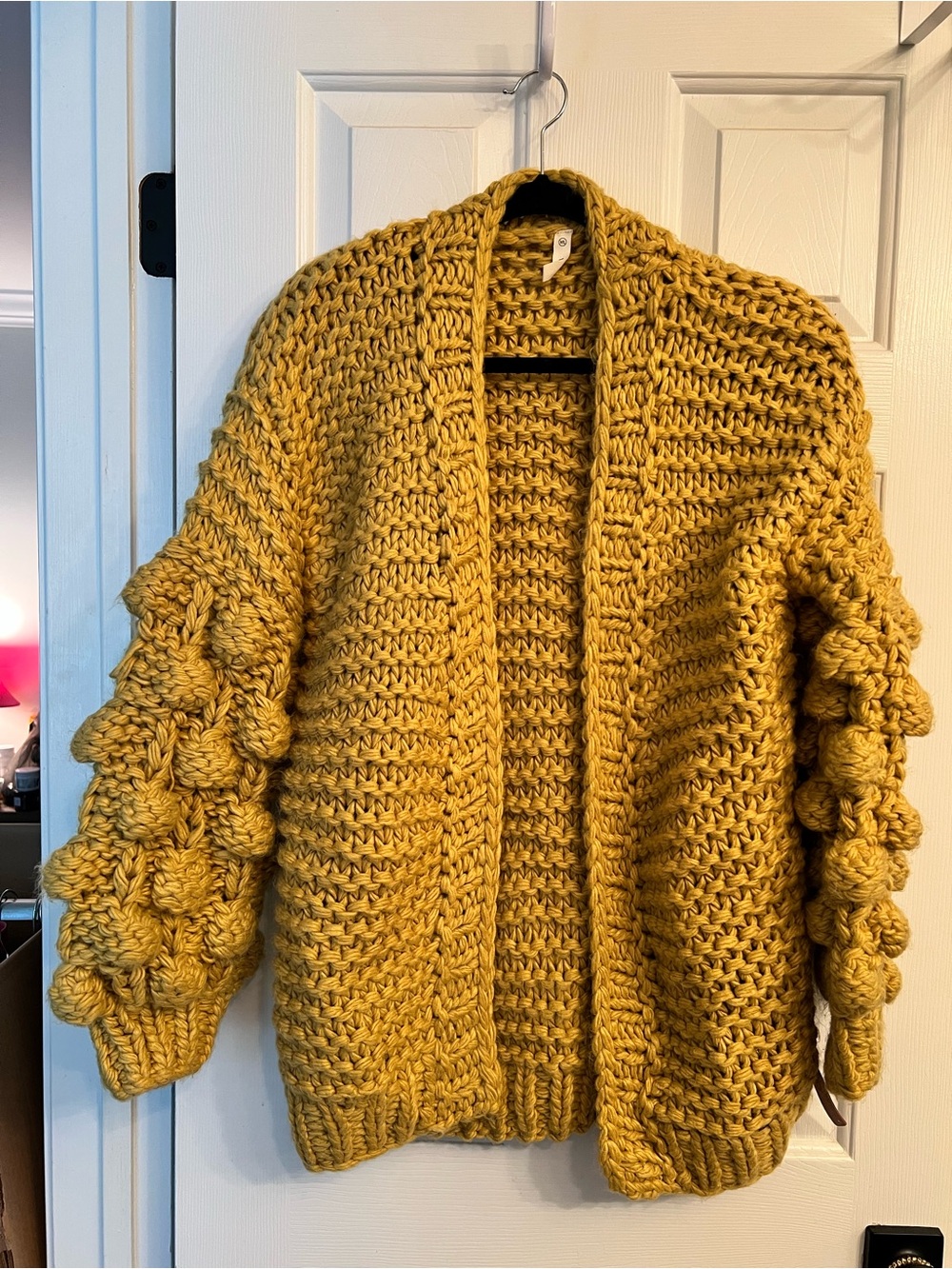 Wishlist Handmade Mustard Bubble Sleeve Chunky Cardigan